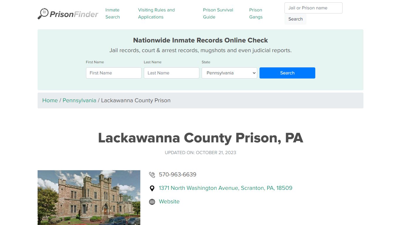 Lackawanna County Prison, PA Inmate Search, Mugshots, Visitation, Phone ...